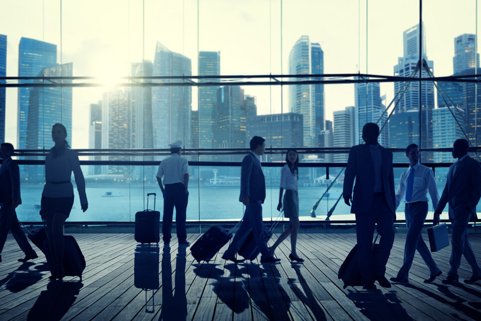 business travelers in airport