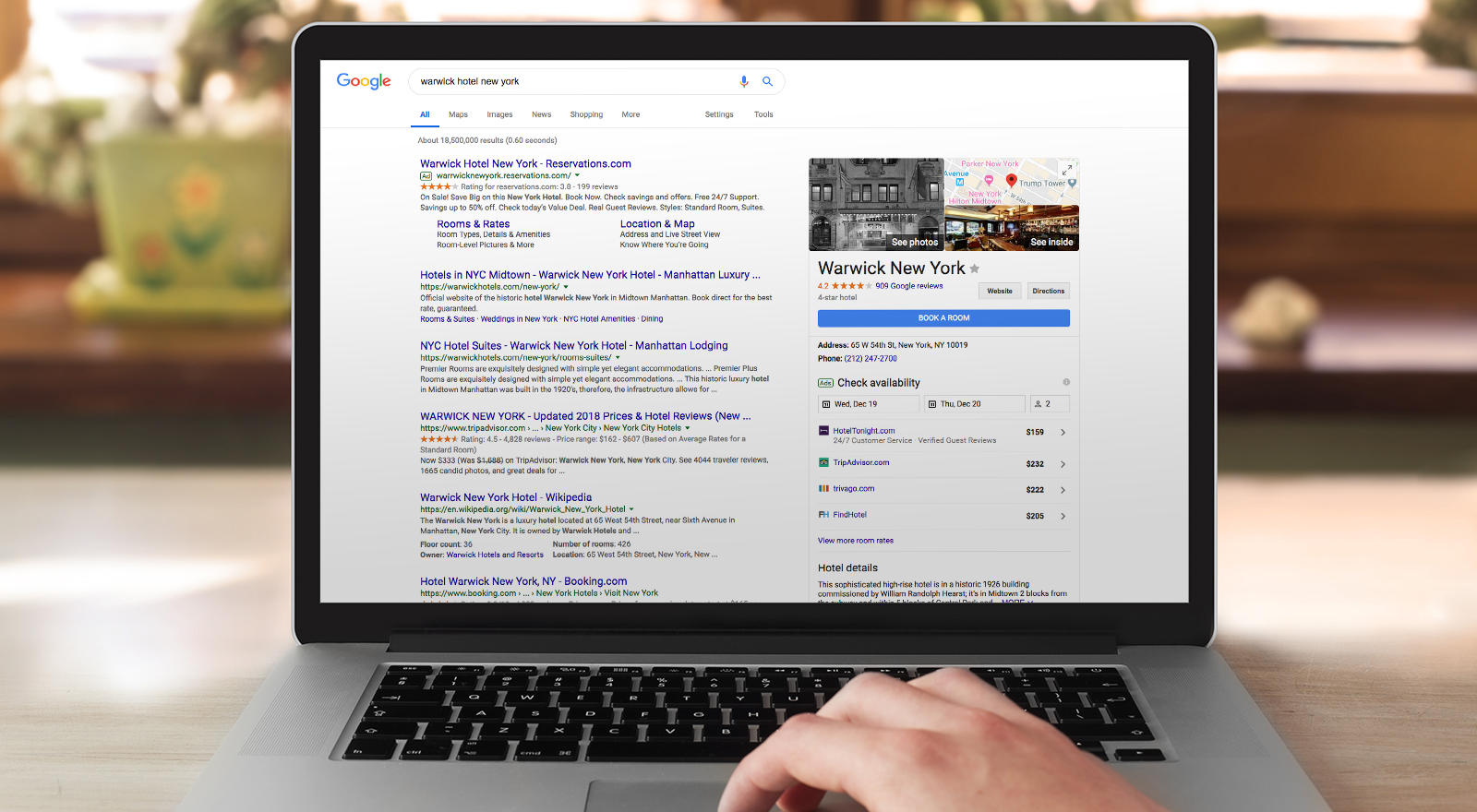 Warwick google page on computer