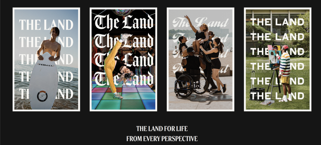 Posters of various cool people in Cleveland with "The Land" in various fonts